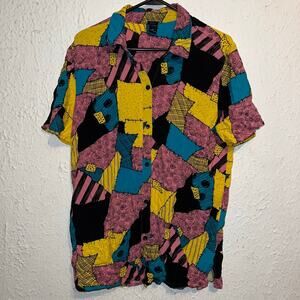 Disney Tim Burton Nightmare Before Christmas Sally Patchwork Button Up Shirt L